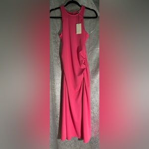A NEW DAY; LONG PINK ROUCH MAXI, slit up the side, NWT size small